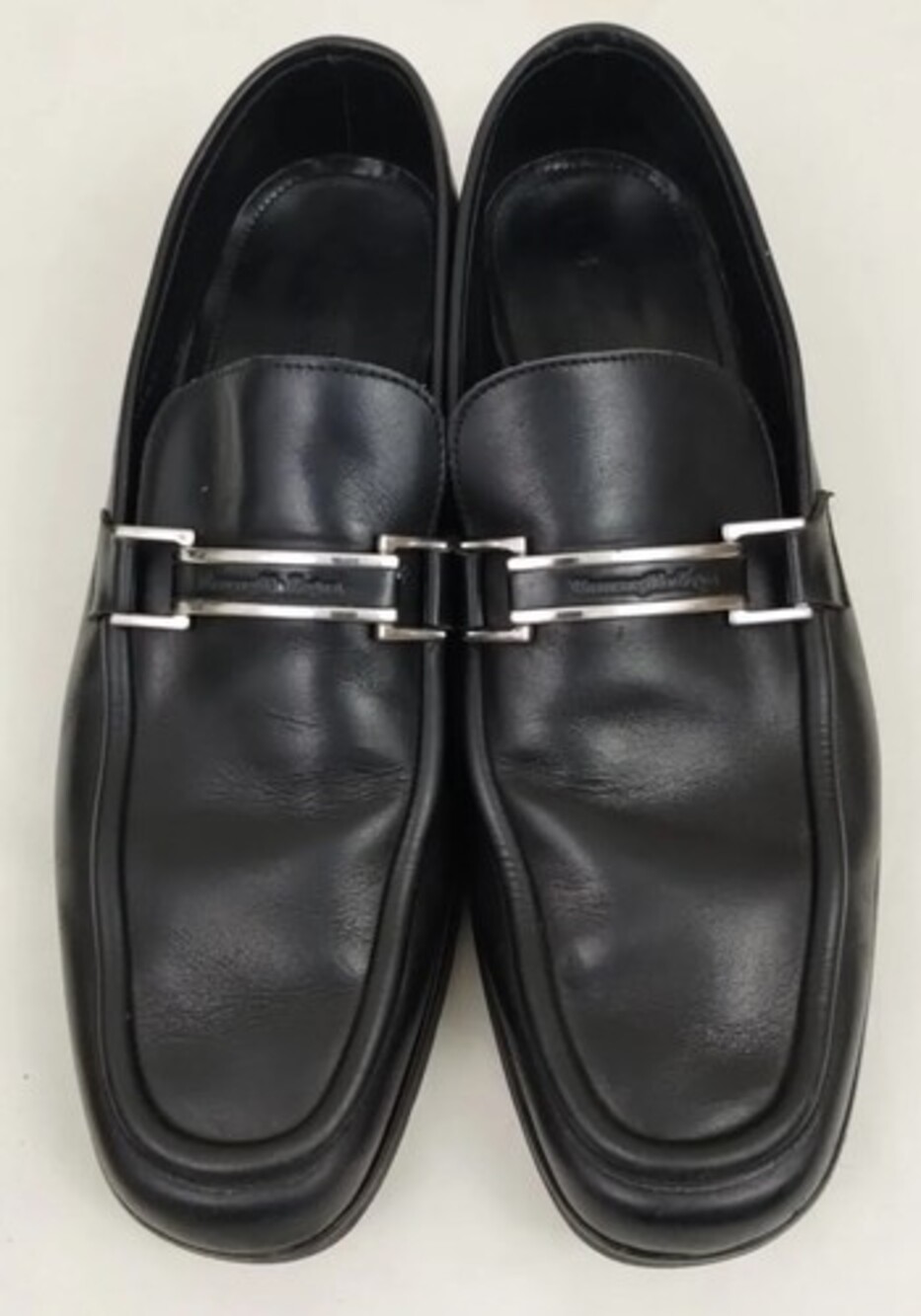 Ermenegildo Zegna Mens Black Leather Slip On Link Loafers Shoes Size 8 EE